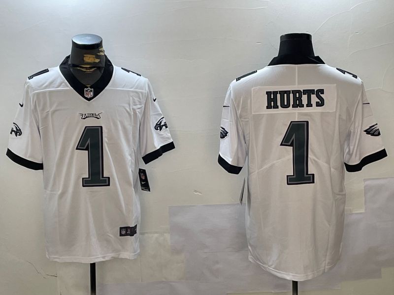 Men Philadelphia Eagles #1 Hurts White Second generation 2024 Nike Limited NFL Jersey style 1